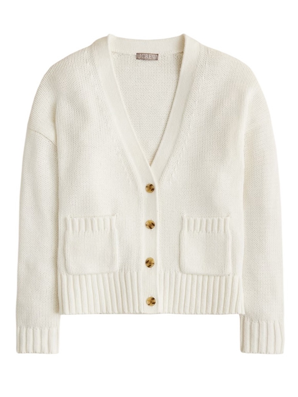 J. Crew Heritage Cotton Relaxed Cardigan Size XL White Preppy Layering Nautical